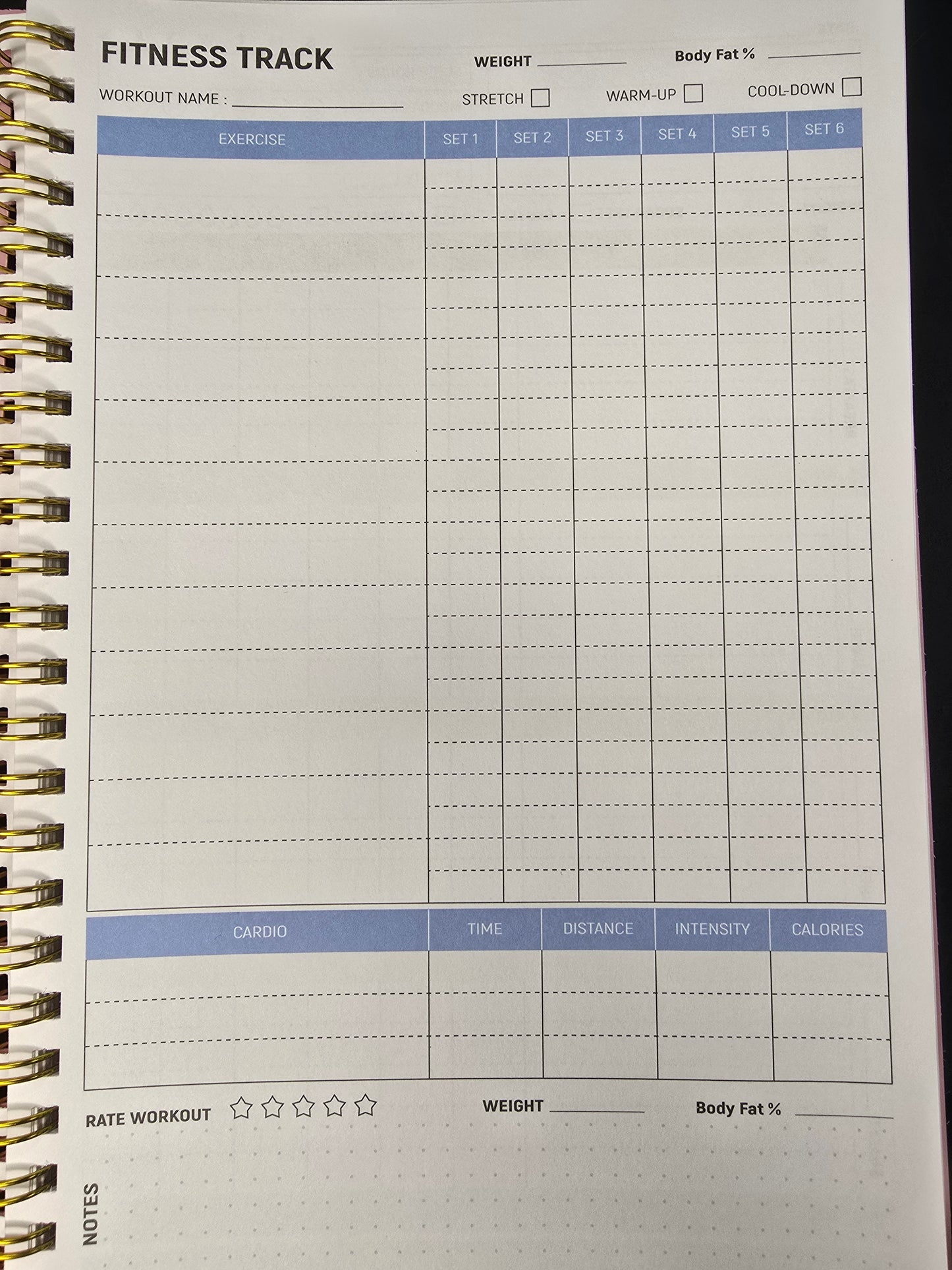 Fitness Track Notebook